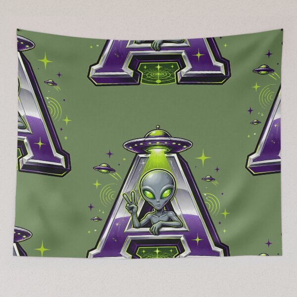 Item preview, Letter A Alien Cryptid Initial Art | Retro UFO Alphabet Design designed and sold by VectorJoy.