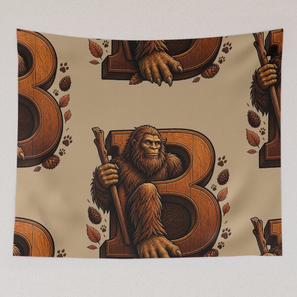 Item preview, Letter B Bigfoot Initial Art | Sasquatch Cryptid Alphabet Design designed and sold by VectorJoy.