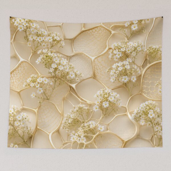 Item preview, Golden Honeycomb Floral Geometric Pattern designed and sold by IntelliMindDesigns.
