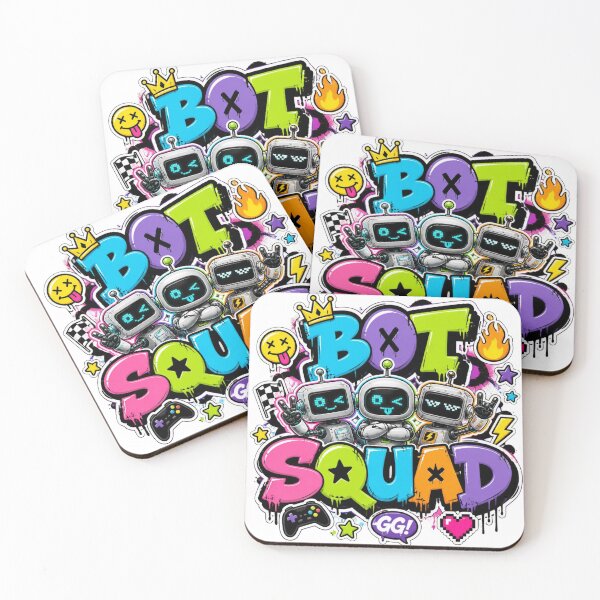 Item preview, BOT SQUAD Robot Graffiti PNG | Neon Cyber Crew Sticker | AI Tech Gamer Vinyl Decal | Futuristic Laptop & Notebook Design designed and sold by Stylestickers55.