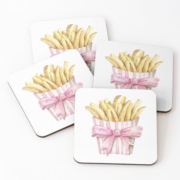 Item preview, Cute French Fries in Pink Bow Gift Box Kawaii Fast Food Illustration designed and sold by sunnivamla.