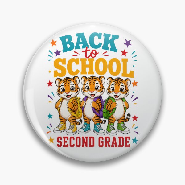 Item preview, Cute Tigers Back To School Second Grade Retro designed and sold by ElcastDesigns.