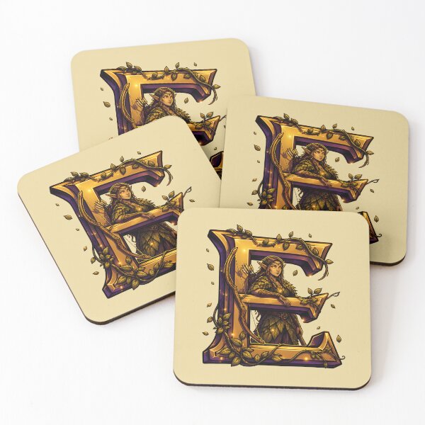 Item preview, Letter E Elf Initial Art | Fantasy Alphabet Design designed and sold by VectorJoy.