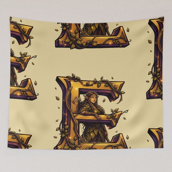 Item preview, Letter E Elf Initial Art | Fantasy Alphabet Design designed and sold by VectorJoy.
