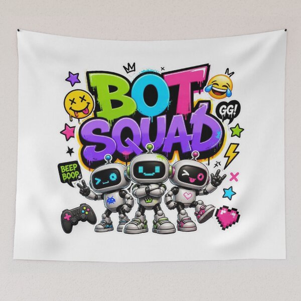 Item preview, BOT SQUAD Cyber Robot Sticker PNG | Cool AI Graffiti Design | Gaming Tech Vinyl Decal | Futuristic Geek Gift designed and sold by Stylestickers55.