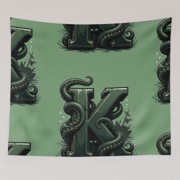 Item preview, Letter K Kraken Initial Art | Mythical Sea Monster Alphabet Design designed and sold by VectorJoy.
