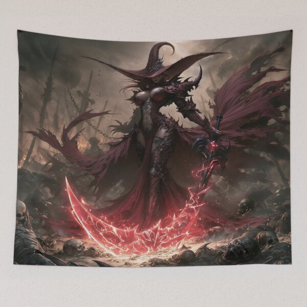 Item preview, Crimson Witch of the Fallen Battlefield – Dark Fantasy Gothic Sorceress Art designed and sold by Logoetika.