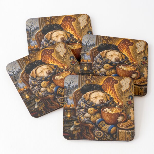 Item preview, Cozy Moment: Golden Labrador and Hot Chocolate by the Fire designed and sold by Natalia-Vlad.