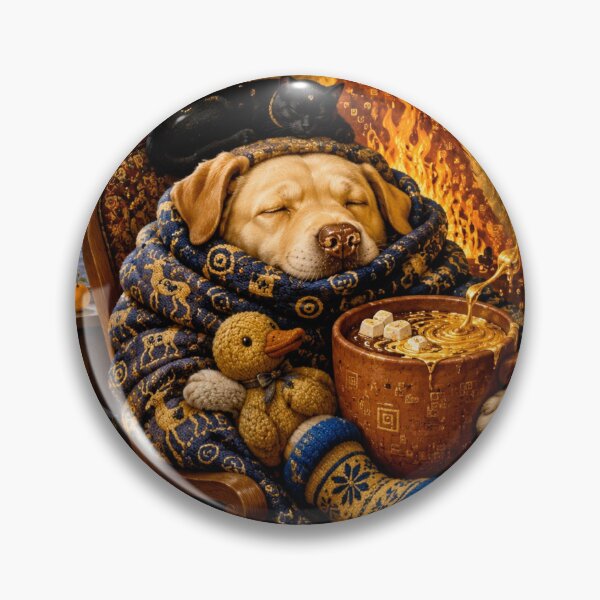 Item preview, Cozy Moment: Golden Labrador and Hot Chocolate by the Fire designed and sold by Natalia-Vlad.