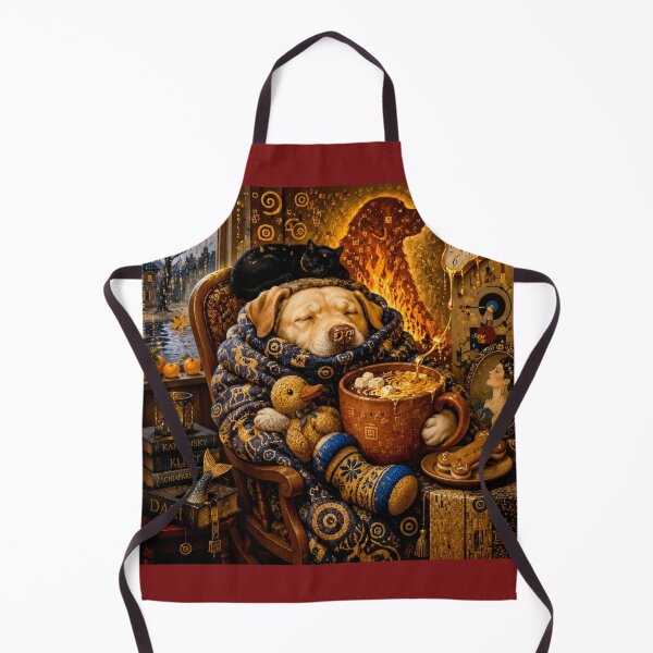 Item preview, Cozy Moment: Golden Labrador and Hot Chocolate by the Fire designed and sold by Natalia-Vlad.