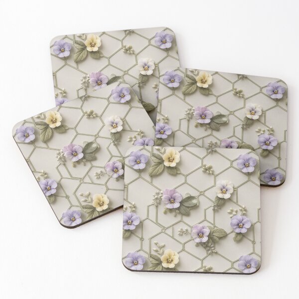 Item preview, Purple Yellow Floral Geometric Lattice Pattern designed and sold by IntelliMindDesigns.