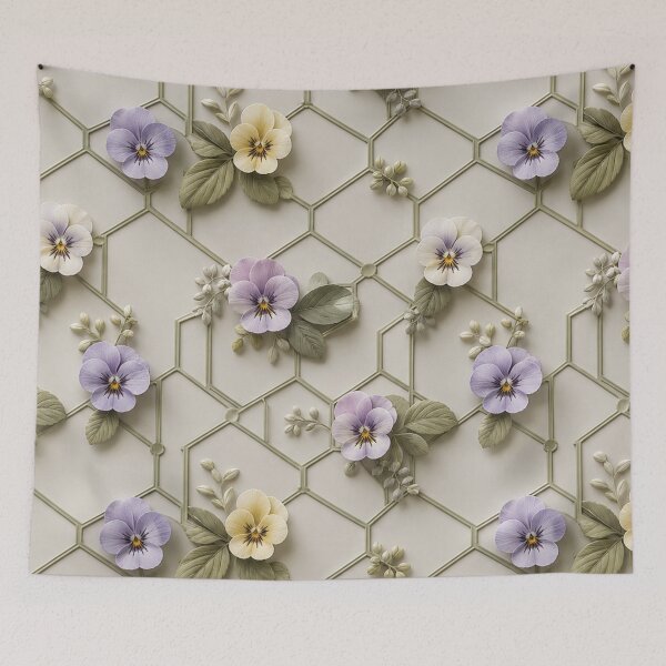 Item preview, Purple Yellow Floral Geometric Lattice Pattern designed and sold by IntelliMindDesigns.