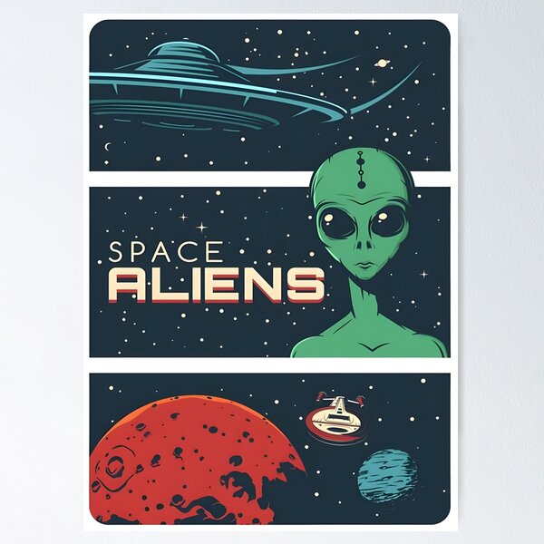 Item preview, Extraterrestres espaciales, ovnis retro, ciencia ficción vintage designed and sold by HalvorLoraine.