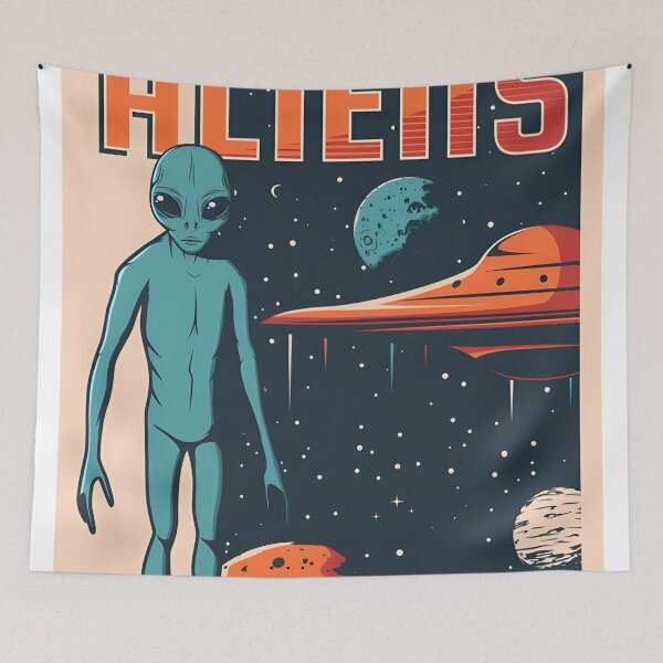 Item preview, space aliens ufo space poster designed and sold by HalvorLoraine.