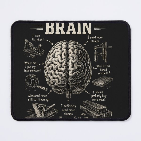 Item preview, Woodworker Brain Original Shirt, Funny Carpenter Workshop Tee, Woodworking Gift for Men designed and sold by greatmar1.