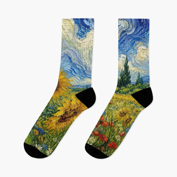 Item preview, Van Gogh Inspired Sunflower Field Under a Starry Sky – Wildflower Meadow Art designed and sold by GutyzDesignsES.