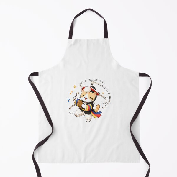 Item preview, Cute Korean Traditional Sangmo Ribbon Hat Dancing Cat Illustration designed and sold by NoopnyangStudio.