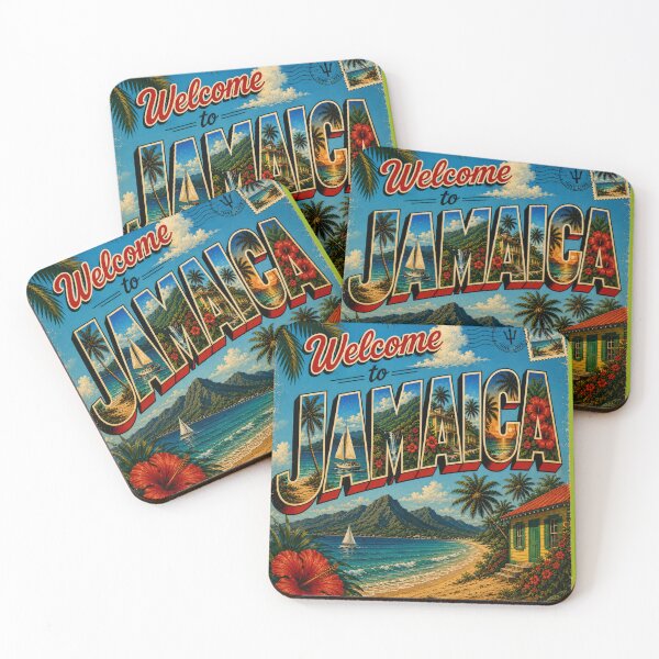 Item preview, Welcome to Jamaica Vintage Travel Poster, Retro Caribbean Beach Paradise designed and sold by Right-UR.