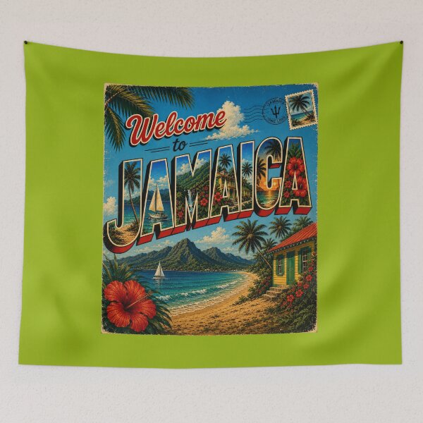 Item preview, Welcome to Jamaica Vintage Travel Poster, Retro Caribbean Beach Paradise designed and sold by Right-UR.