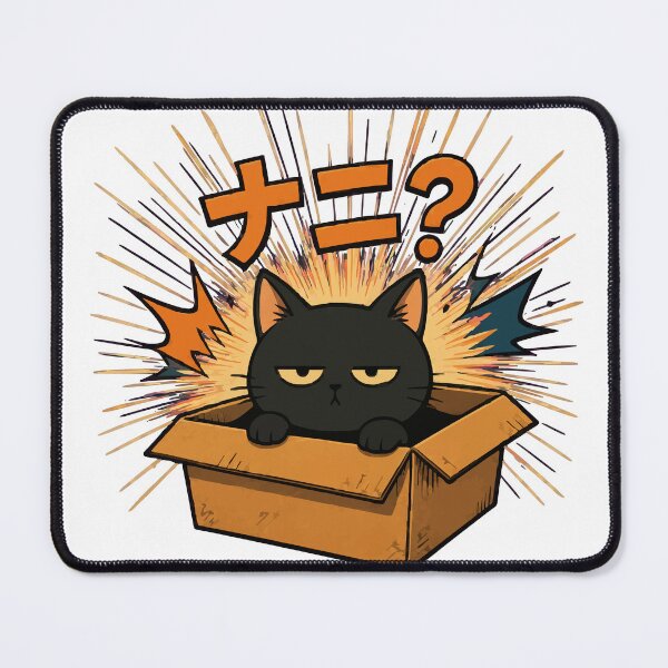 Item preview, Nani Box Cat Grumpy Anime Cat in a Cardboard Box designed and sold by danielstirling.