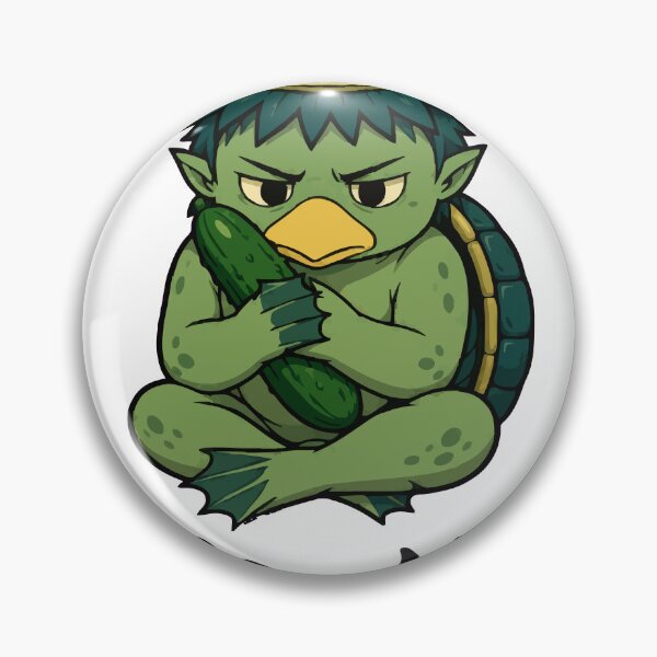 Item preview, Grumpy Kappa Holding a Cucumber Japanese Yokai designed and sold by danielstirling.