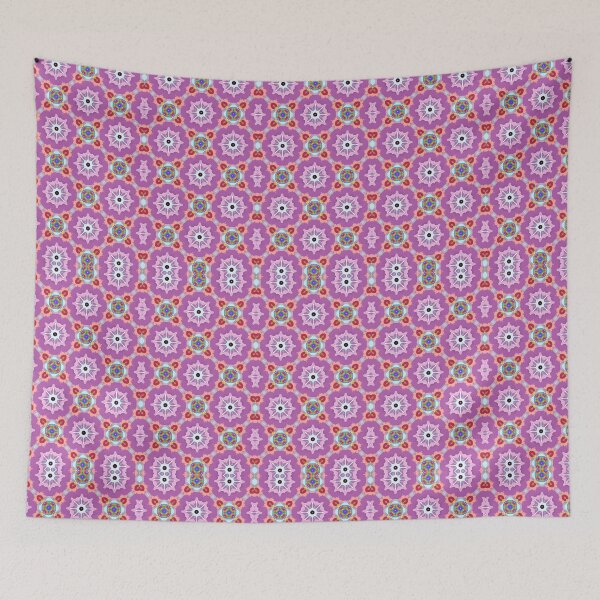 Item preview, SEA DIATOMS! MANDALA NEO DAISY CHAIN Plum Purple Rainbow Psychedelic Groovy Party SACRED GEOMETRY MATH Fun Doodles College Dorm Decor designed and sold by Spinning Plates 360.