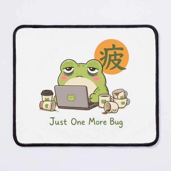 Item preview, Cute Tired Programmer Frog – Kawaii Coding Frog Just One More Bug Funny Developer Gift designed and sold by QARVI.