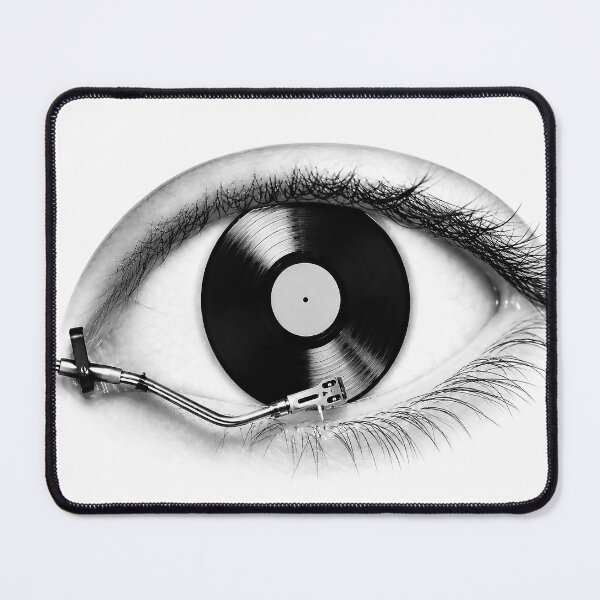 Item preview, Vinyl Record Eye – Surreal Black and White Music Art Poster designed and sold by PIXEL POP DESIGNS - Beyond the Norm!.