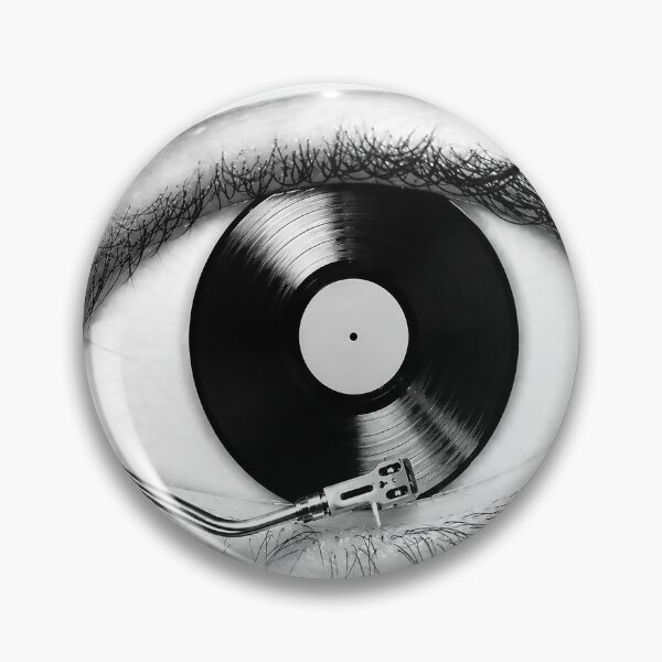 Item preview, Vinyl Record Eye – Surreal Black and White Music Art Poster designed and sold by PIXEL POP DESIGNS - Beyond the Norm!.