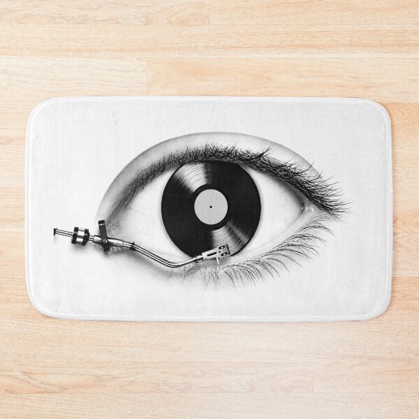 Item preview, Vinyl Record Eye – Surreal Black and White Music Art Poster designed and sold by PIXEL POP DESIGNS - Beyond the Norm!.