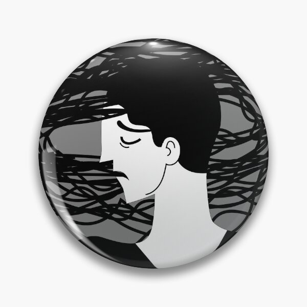 Item preview, man with a tangled web of thoughts surrounding his head designed and sold by matintheworld ( delcarmat ).