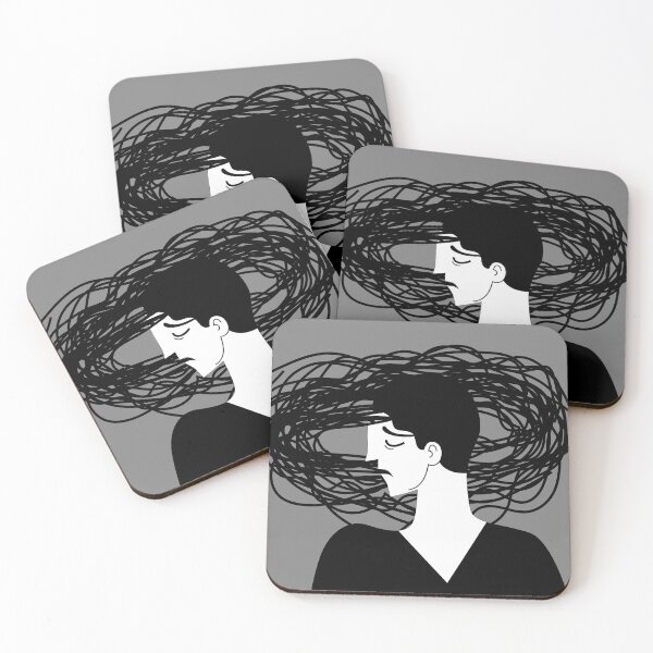 Item preview, man with a tangled web of thoughts surrounding his head designed and sold by matintheworld ( delcarmat ).
