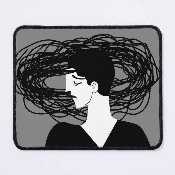 Item preview, man with a tangled web of thoughts surrounding his head designed and sold by matintheworld ( delcarmat ).