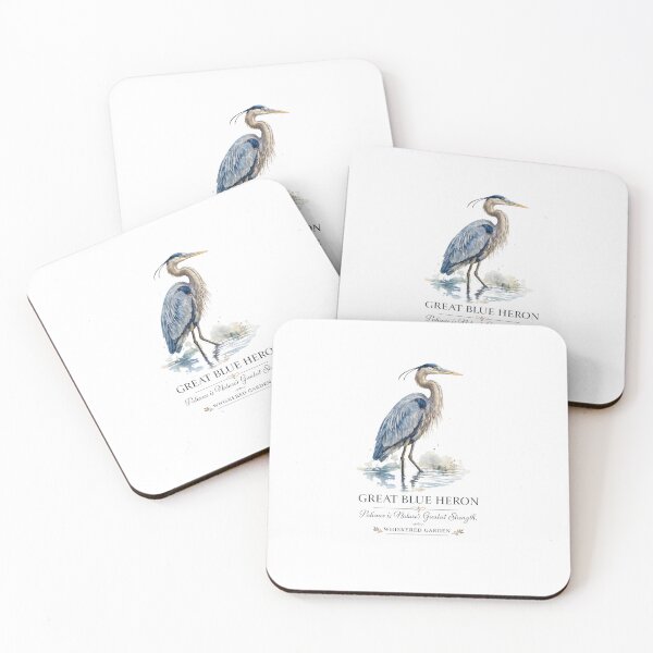 Item preview, Great Blue Heron | Patience is Nature's Greatest Strength | Watercolor Wildlife Art designed and sold by Whiskered Garden Studio.