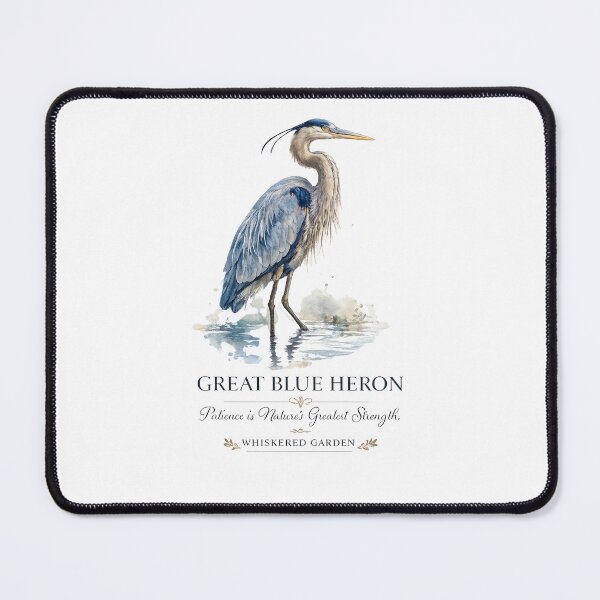 Item preview, Great Blue Heron | Patience is Nature's Greatest Strength | Watercolor Wildlife Art designed and sold by Whiskered Garden Studio.