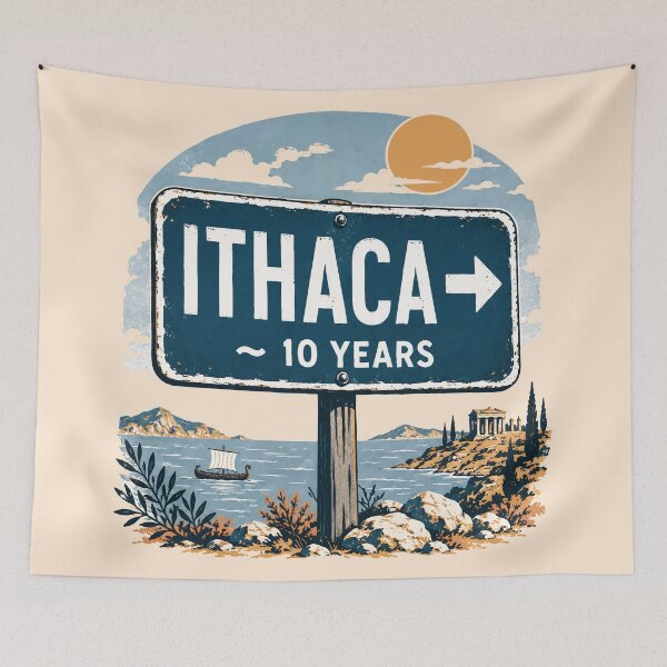 Item preview, Ithaca is 10 Years that way Vintage Greek Travel Souvenir designed and sold by CamaleonDesigns.