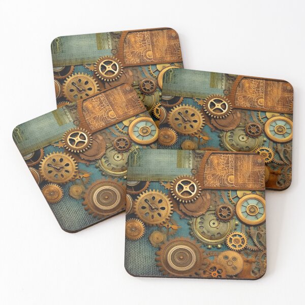 Item preview, Steampunk Mechanical Gears Aqua Seafoam And Golden Design designed and sold by DEC02.