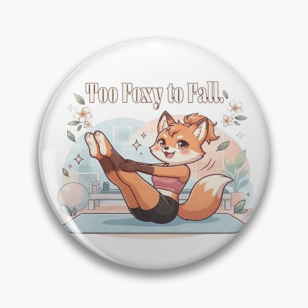 Item preview, Cute Anime Fox Doing Pilates Teaser Too Foxy to Fall Funny Fitness Quote designed and sold by MoqunaDesign.