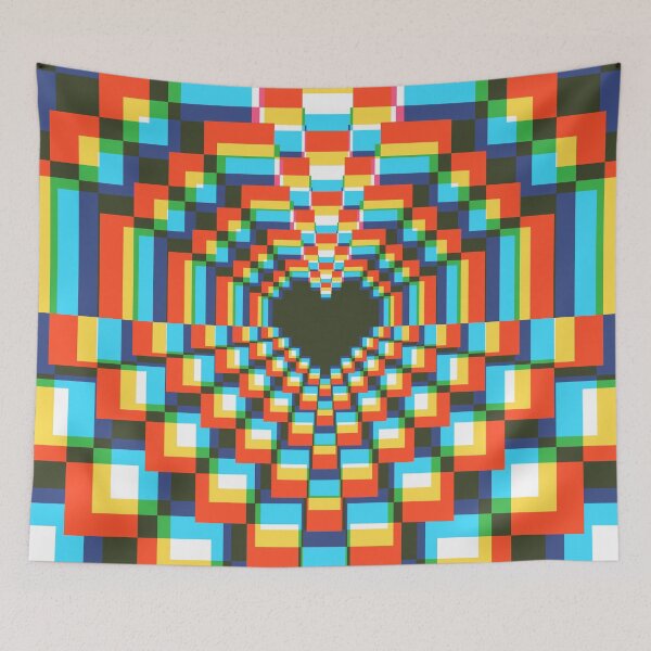Item preview, Dark Pixel Heart Kaleidoscope - soft CMYK 2 designed and sold by animinimal.