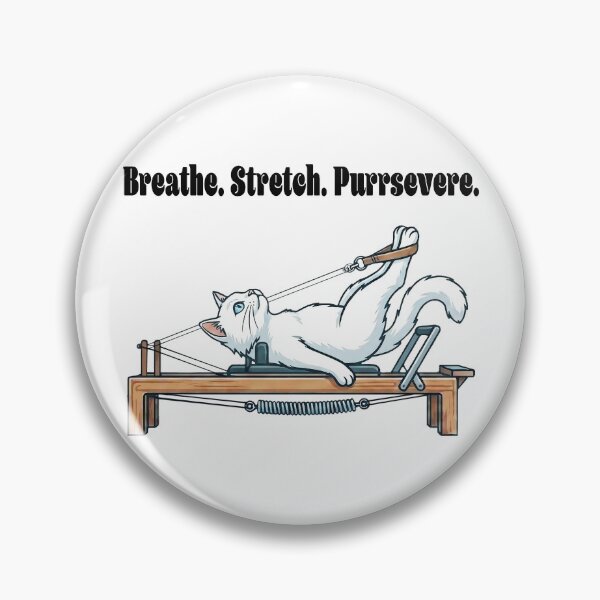 Item preview, Blue-Eyed White Cat on Performer Doing Pilates Breathe Stretch Purrsevere Persevere Funny Cat designed and sold by MoqunaDesign.