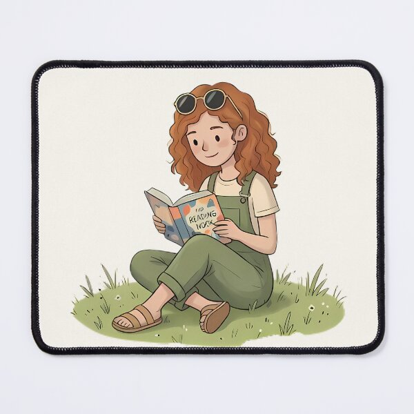 Item preview, Girl Reading Book on Grass Minimalist Line Art Illustration designed and sold by jo-e-basta.