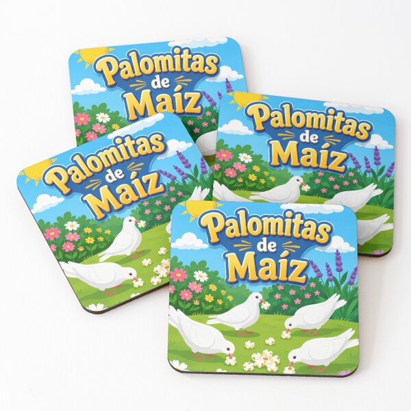 Item preview, White pigeons eating popcorn in a garden designed and sold by Ciervo Primavera.