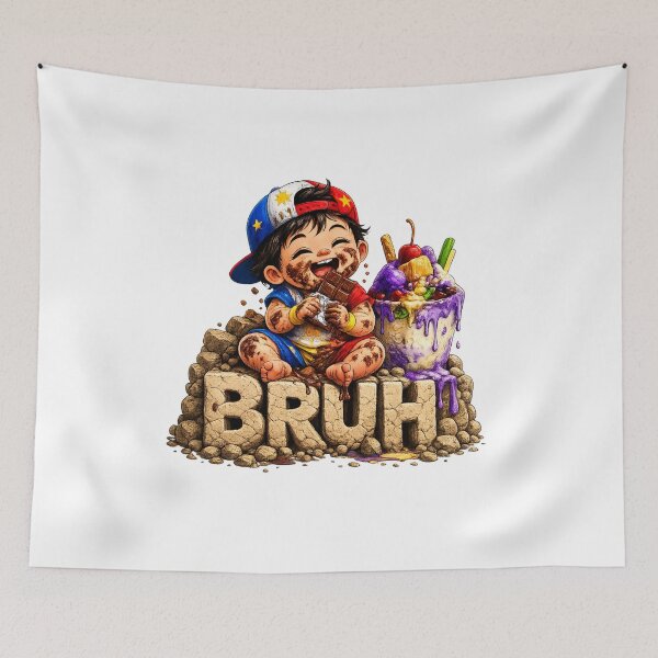 Item preview, "Bruh" - Filipino Boy Eating Chocolate! - Pinoy Kids! designed and sold by FlipFlopTeesCo.