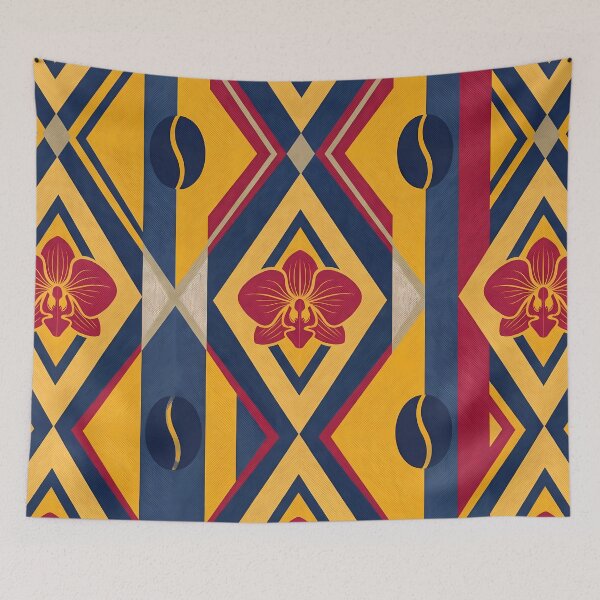 Item preview, Vibrant Colombian Folk Art Tropical Floral Pattern designed and sold by ART ATTACK ZONE.