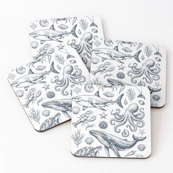 Item preview, Ocean Creatures Vintage Style Ocean Life designed and sold by aponwao.
