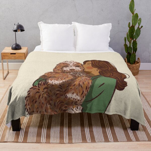 Item preview, Woman in a green dress holding her cute dog designed and sold by Hessah-HA.