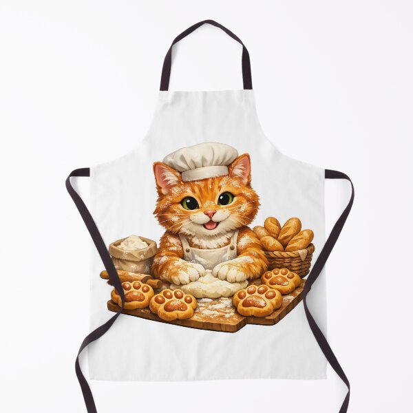 Item preview, Orange Cat Baker Making Paw Bread | Cute Artisan Bakery Illustration designed and sold by builtforyou.