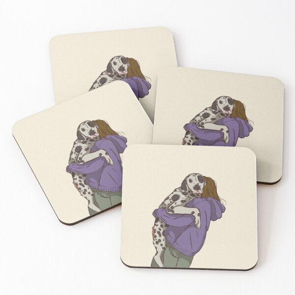 Item preview, Woman in a purple shirt holding her big cute dog  designed and sold by Hessah-HA.