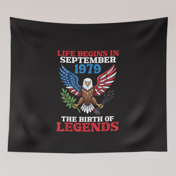 Item preview, Life Begins in September 1979 Patriotic Eagle Birthday Legend Vintage Design designed and sold by kiralynstration.