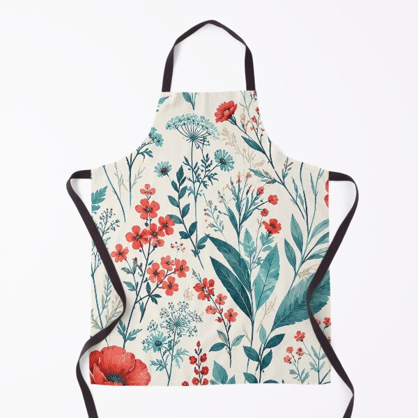 Item preview, Watercolor Wildflowers Teal and Red Floral Pattern designed and sold by SassyArtistry.